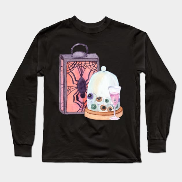 Watercolor Skeleton Halloween 2020 Costume Long Sleeve T-Shirt by CreativeJourney